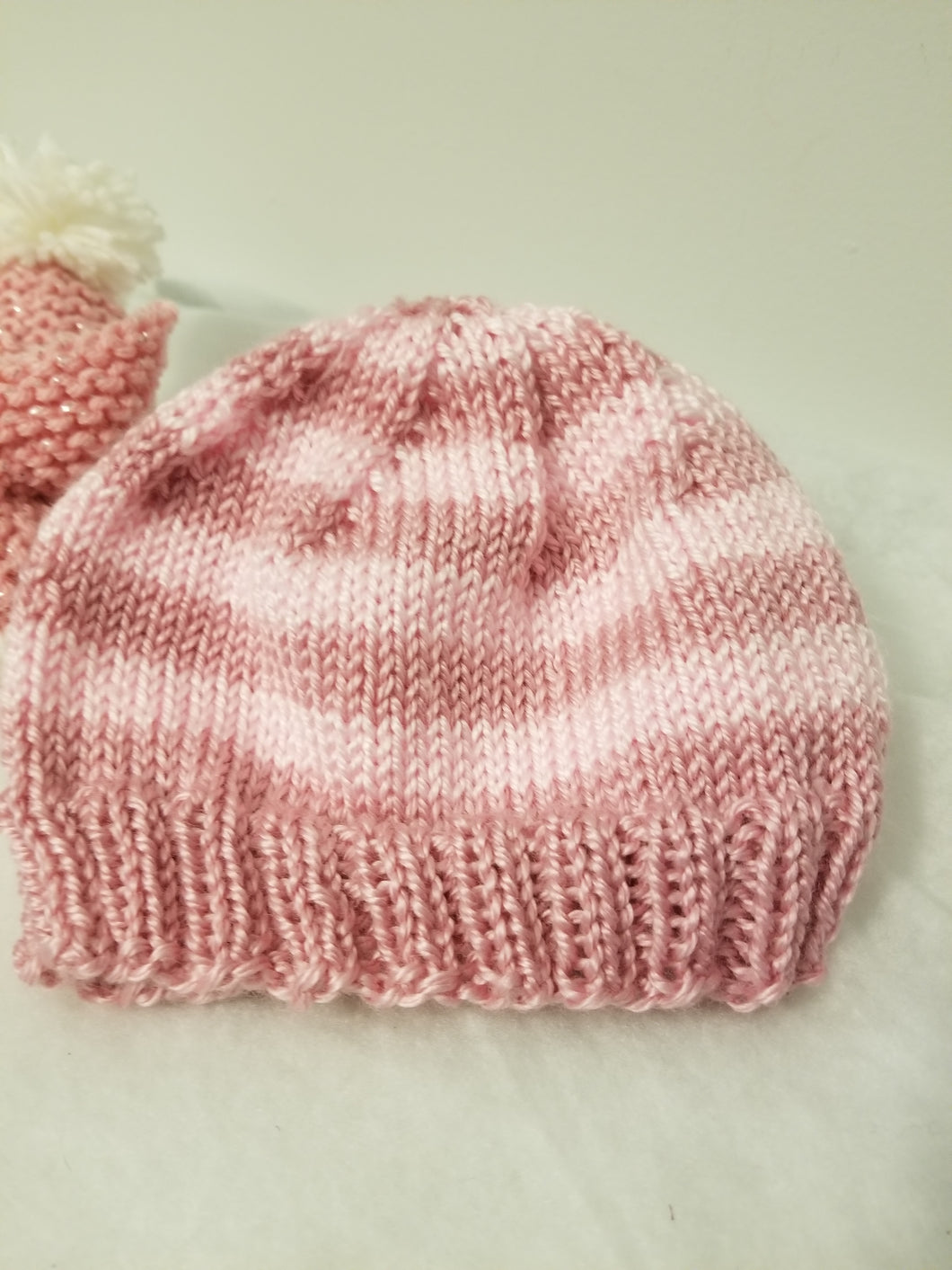 Baby Hat - 3 to 6 months - Two-toned pink stripe