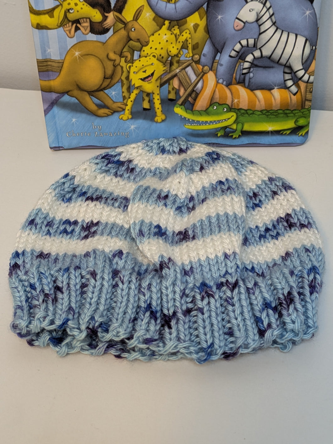 Baby Hat - 6 to 12 months - Galazy/White Stripe
