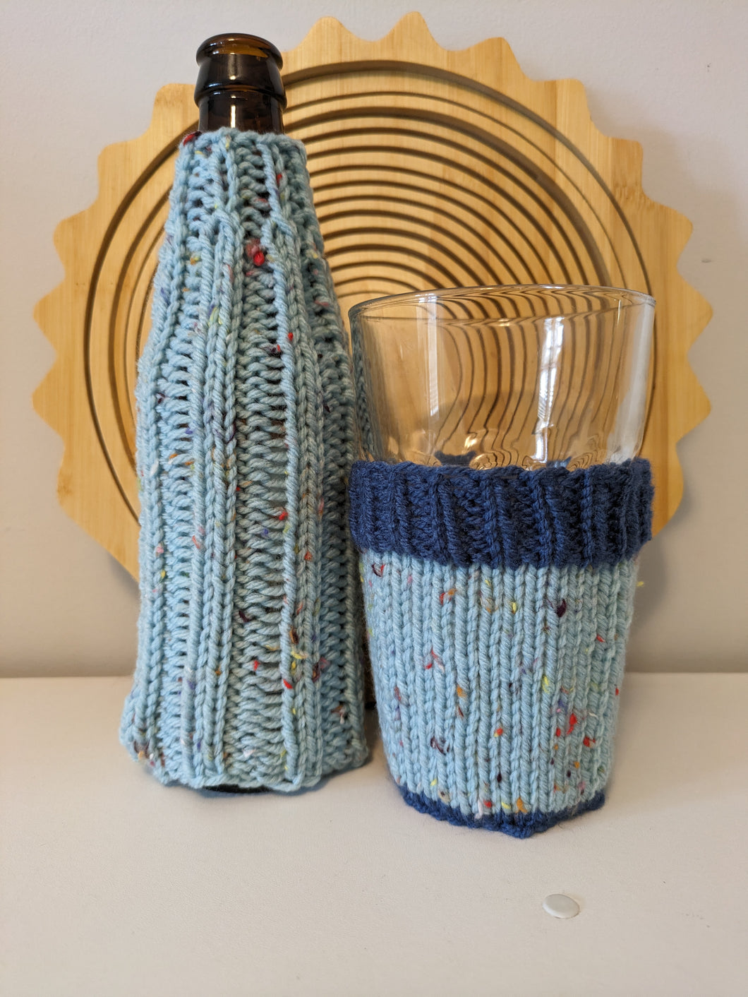 Classic Bottle Cozy  - Blue Haze Tweed