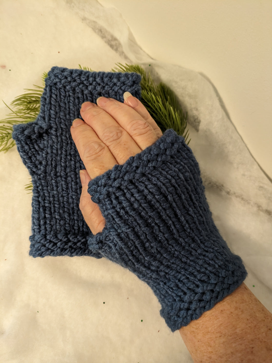 Fingerless Gloves - Denim - size (7