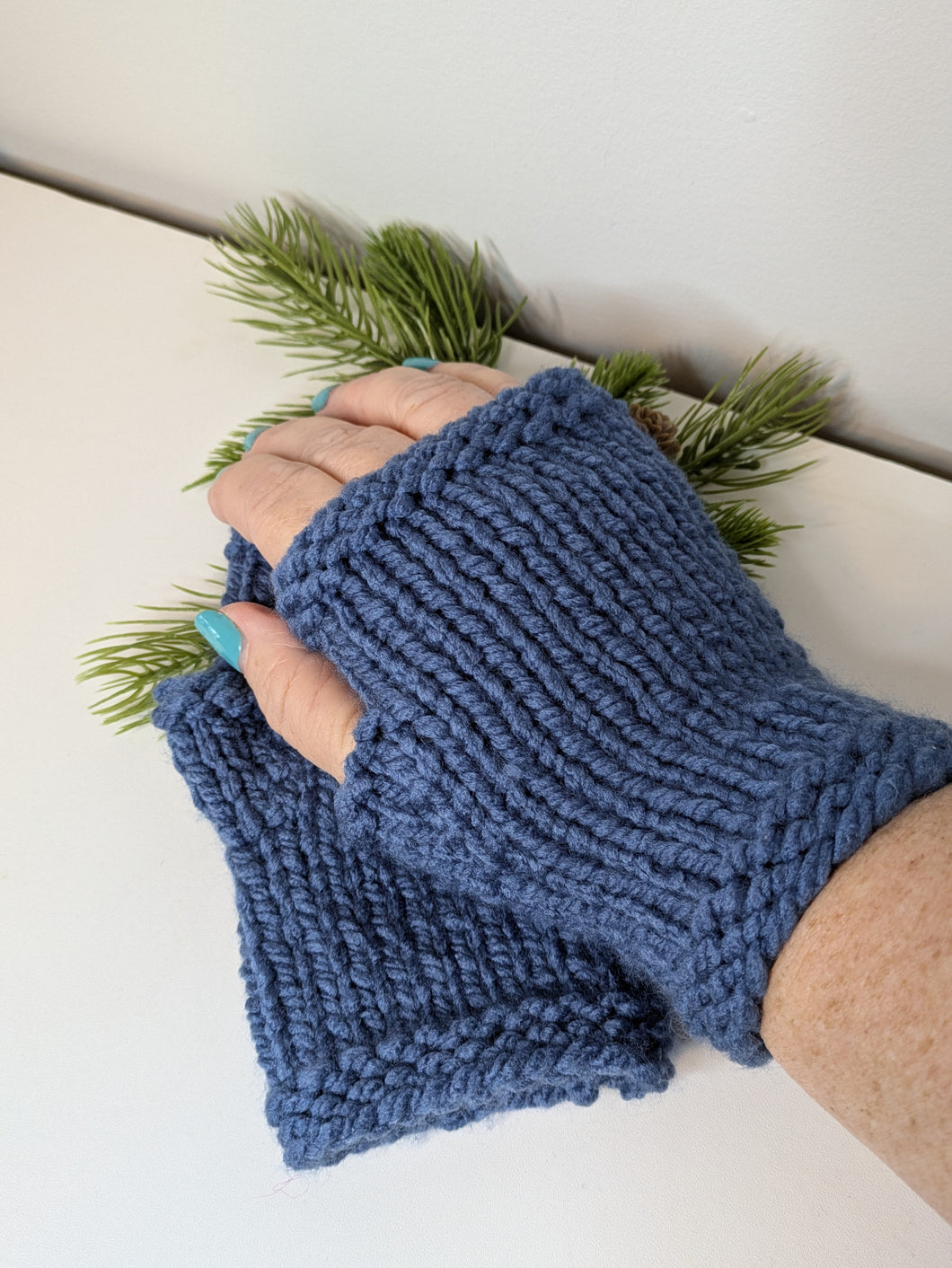 Fingerless Gloves - Denim- size (7