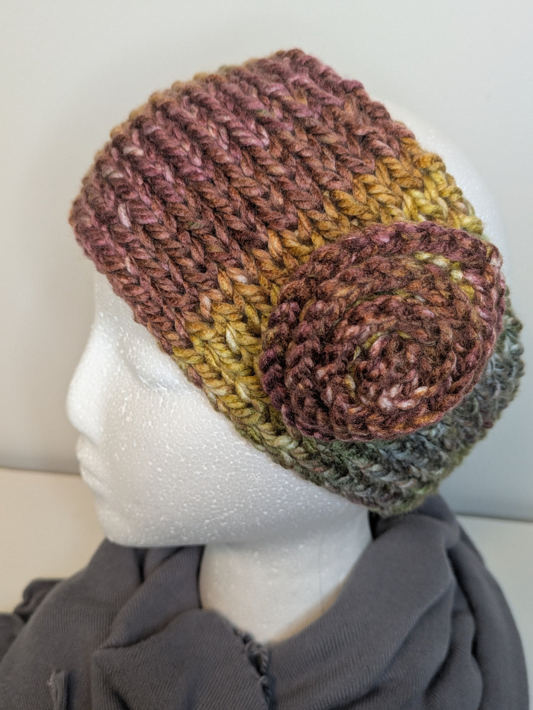 Headband Earwarmer - Flower style - Color: Cinnamon Cedar