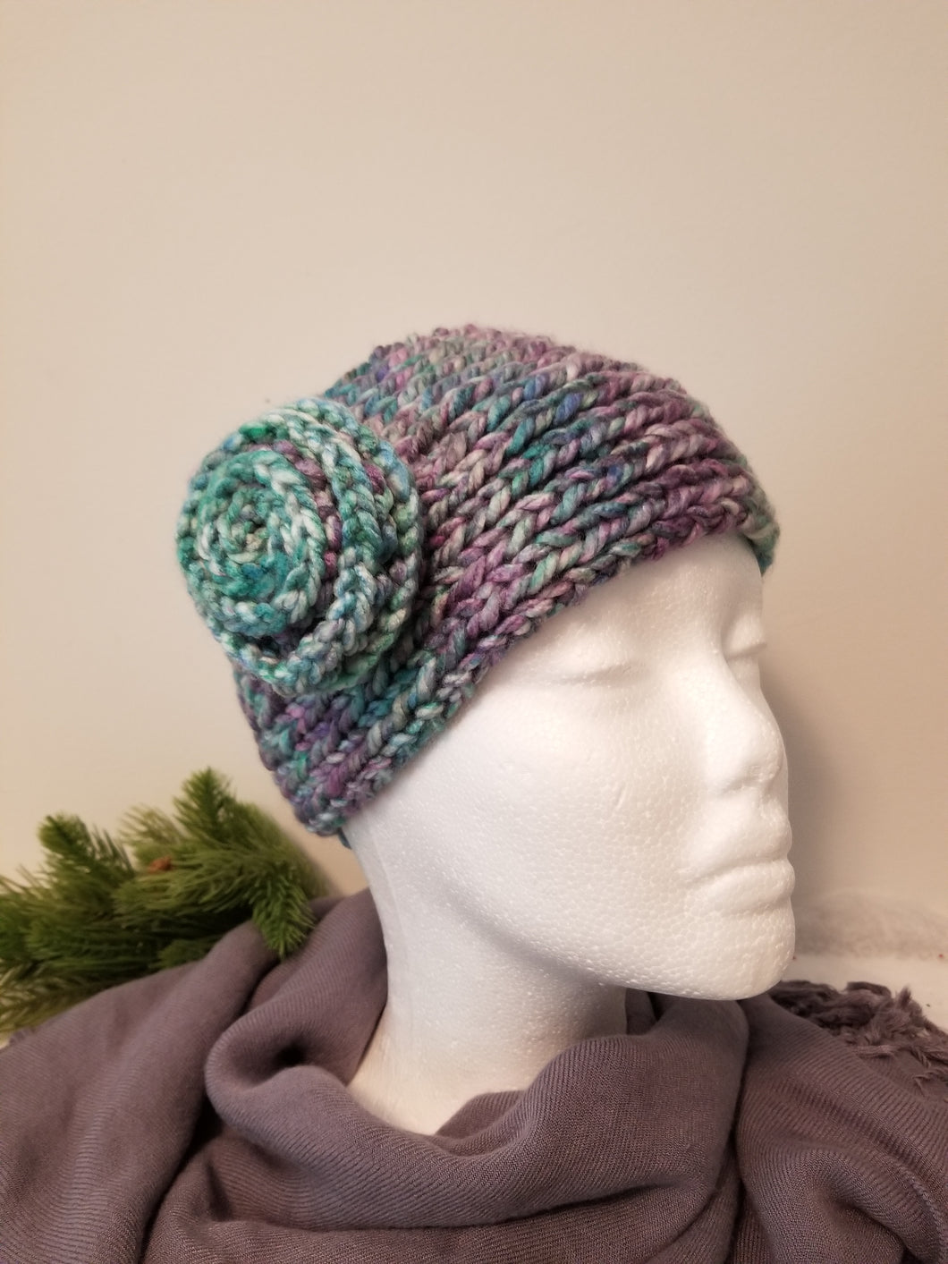 Headband Earwarmer - Flower style - Color: Herb Garden