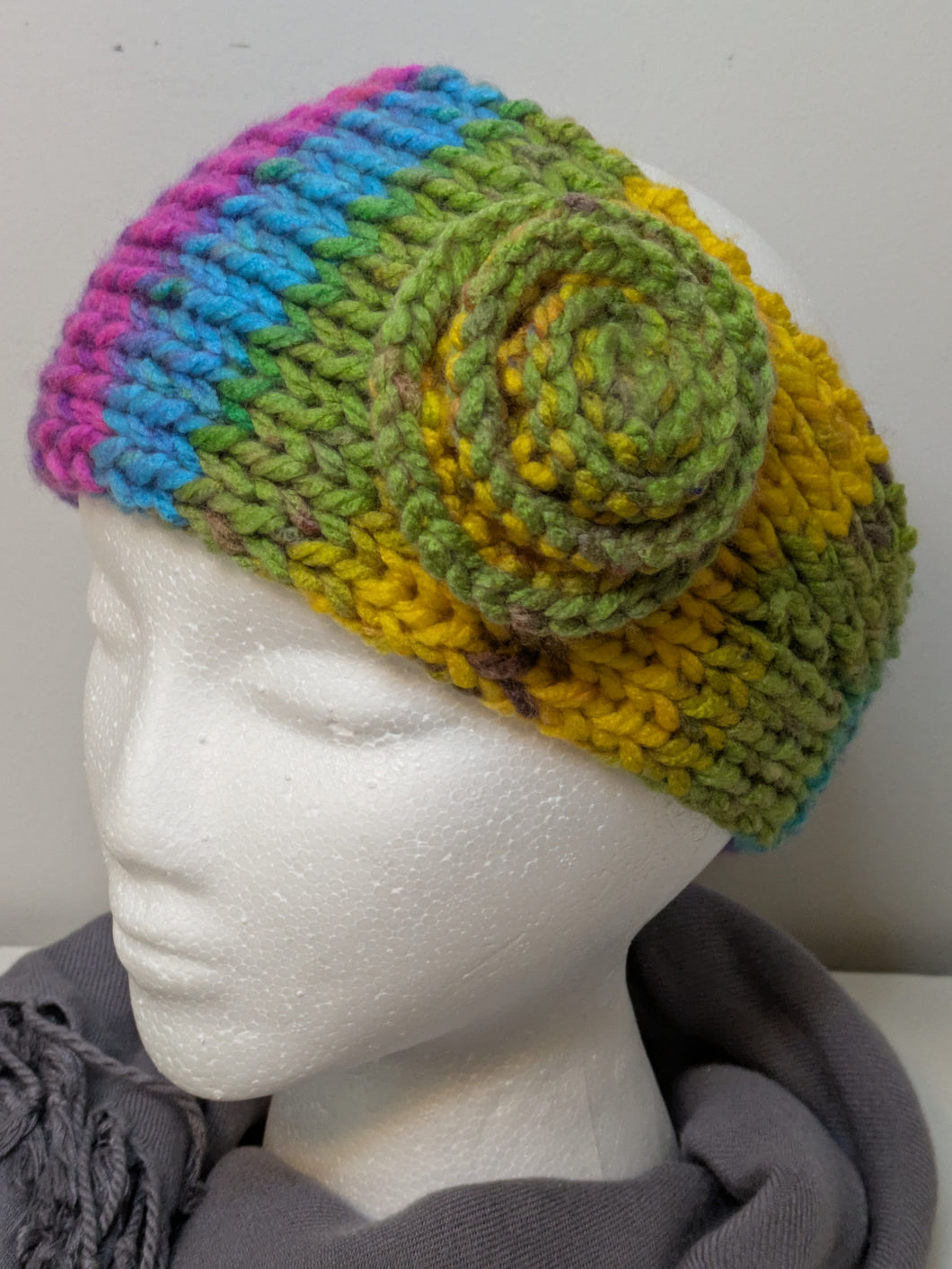 Headband Earwarmer - Flower style - Color: Passion