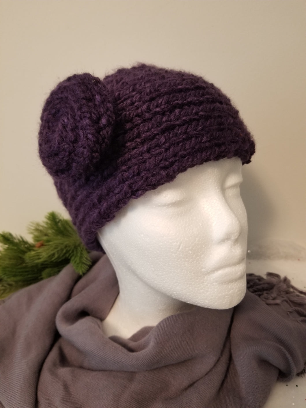 Headband Earwarmer - Flower style - Color: Purple Heather