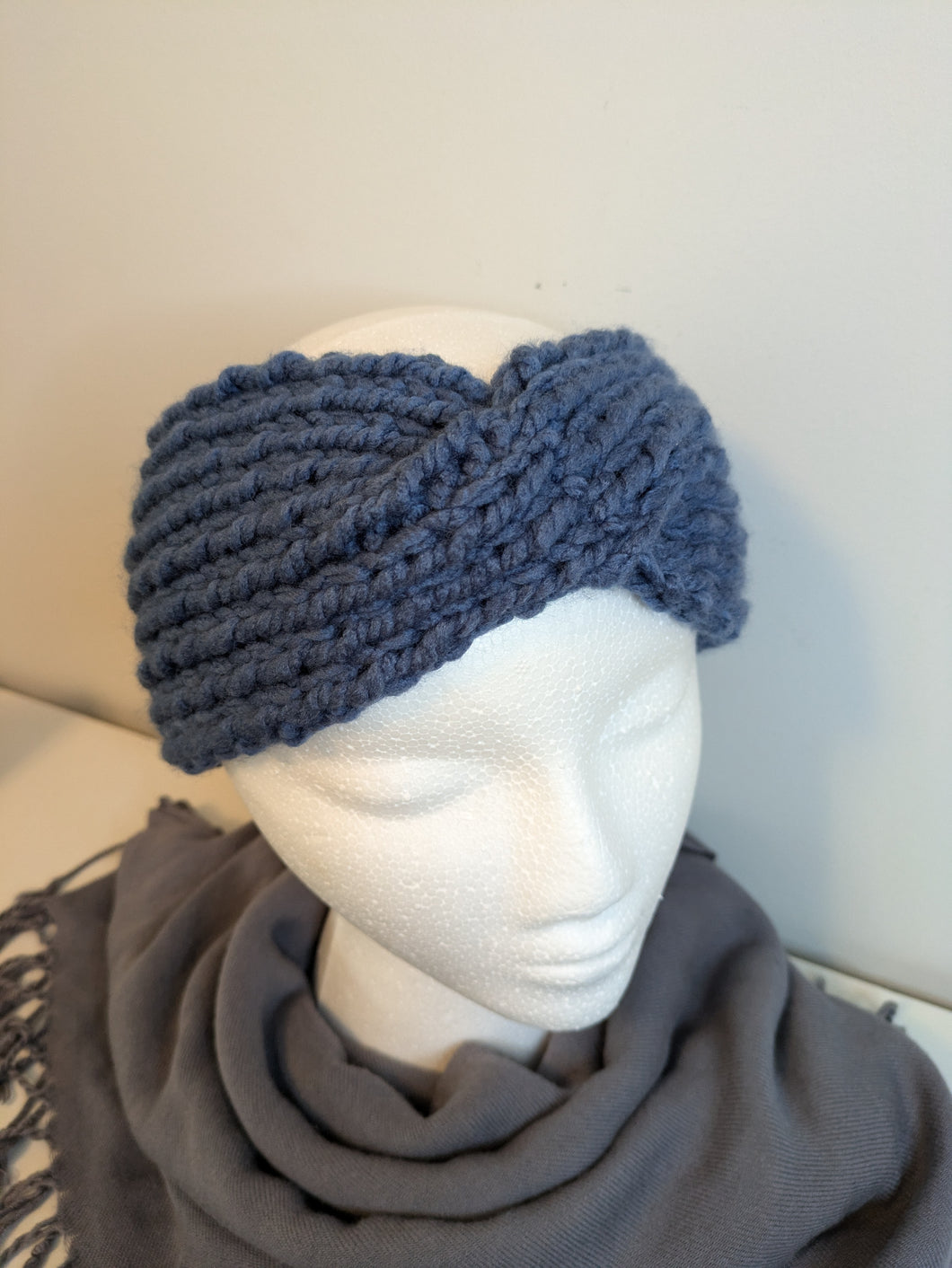 Headband Earwarmer - Twist style - Color: Denim