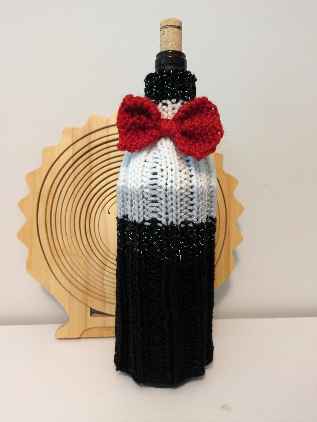 Party Bottle Cover for wine or spirits -  Tuxedo with Red Tie