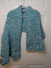 Load image into Gallery viewer, That&#39;s A Wrap! Aqua &amp; White Tweed
