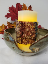 Load image into Gallery viewer, These decorative cozies are to be used with flameless candles only and are made to fit a 3 inch round candle. With the same candle, change the cozy for various holidays &amp; seasons or match your room decor!  Two individual sizes and many different colors available - Large is approximately 5 inches tall, small is approximately 3 inches tall  Use the code &quot;Candle Cozy Set&quot; at checkout to receive $1 off the purchase of two or more items.

