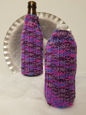 Classic Bottle Cozies fit glass or plastic bottles. Knit in a traditional ribbed style. $5 each in many different colors.  Check out the rest of the site for other patterns. Or if you are looking for a custom color or style, contact me at CozyUpByClaire@gmail.com. I'll be happy to work with you on your custom order