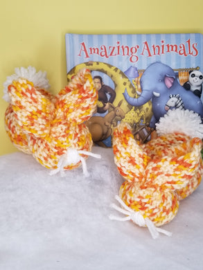 You'll want several of these cute little decorative bunnies. 4-5 inches long; hand knit and hand washable. Great for Easter/spring decoration or to fill a basket.  Bunnies are $10 each or contact Cozy Up via email or Facebook for a special 3 for $25 deal (not available via website)